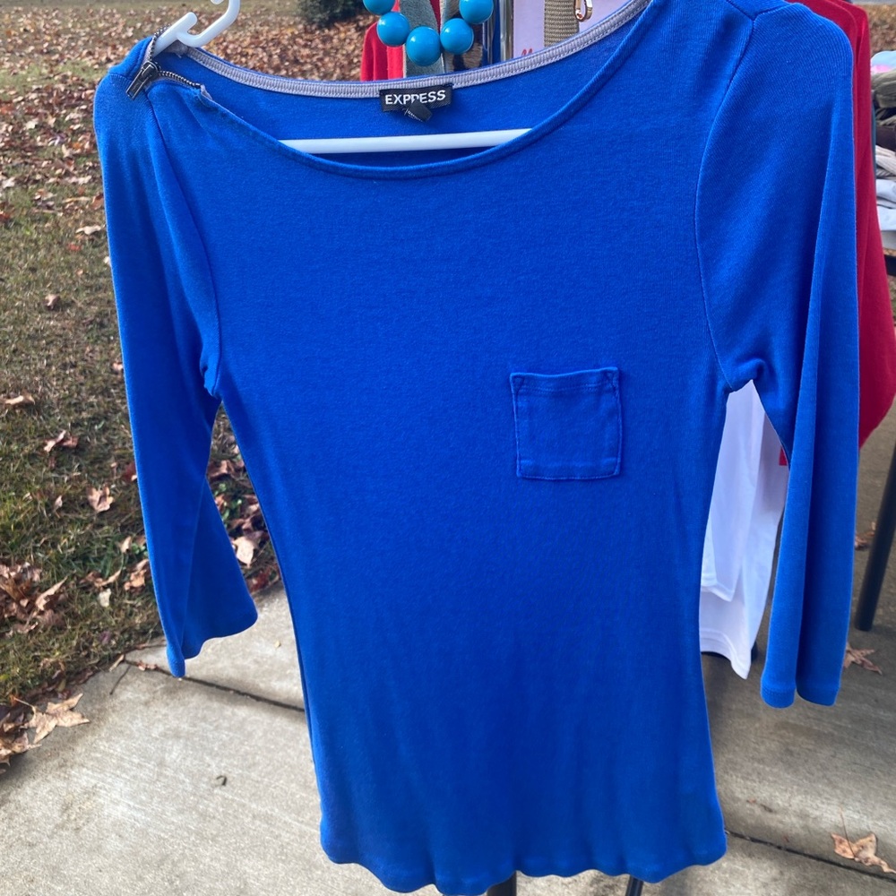 Express Royal Blue Crew Neck Top